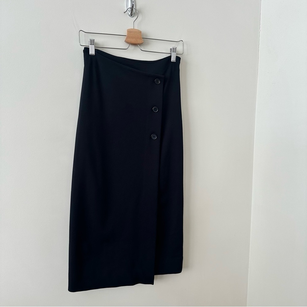 Aritzia-Babaton “Billy” Asymmetrical Button Front Midi Skirt (Size:4) - Picture 5 of 11